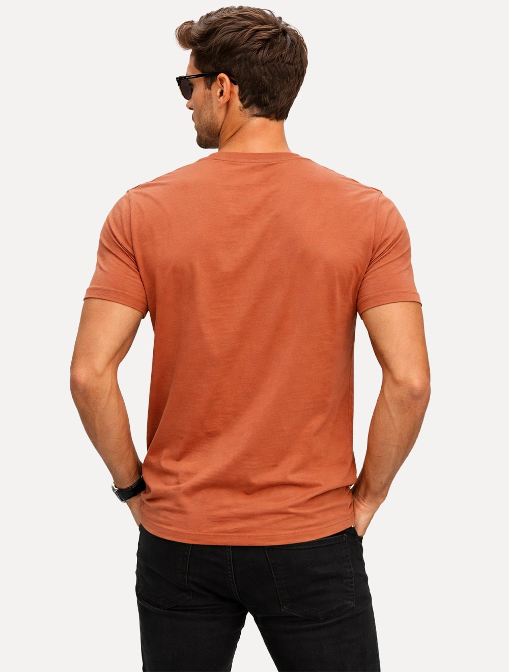 Camiseta Individual Masculina Slim Pima Soft Touch Logo Laranja