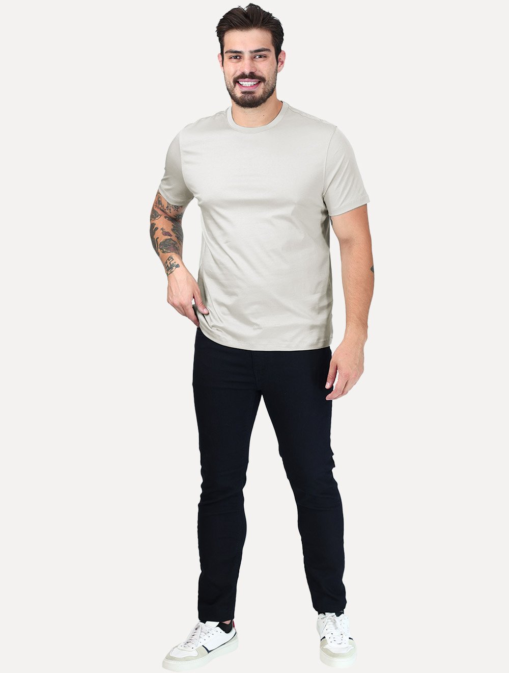 Camiseta Aramis Masculina Basic Silk Blend Modal Cinza Claro