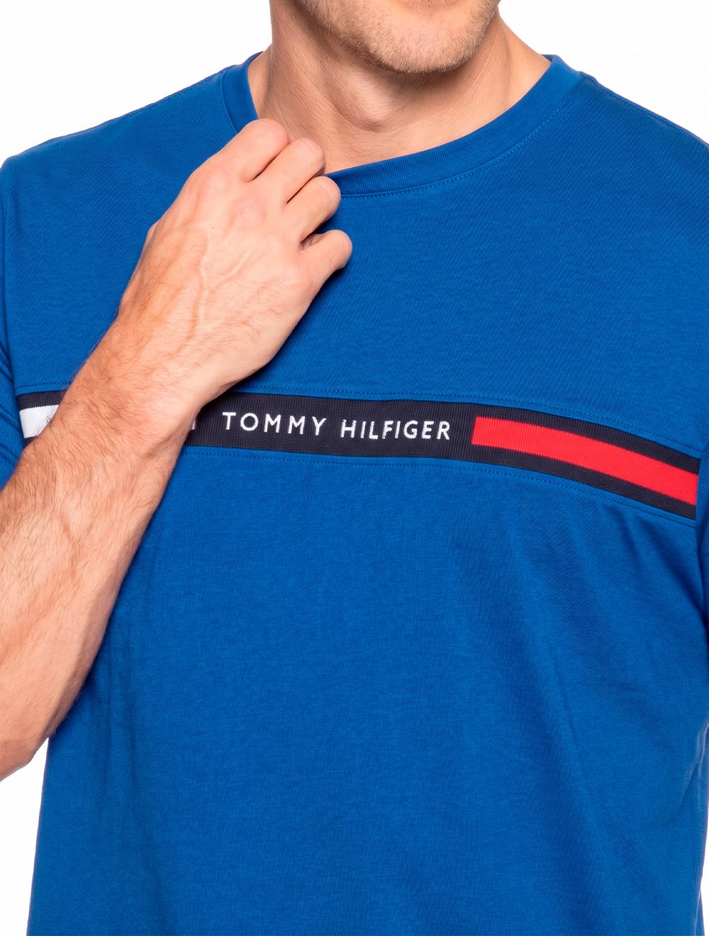 Camiseta Tommy Hilfiger Masculina Chest Insert Logo Azul