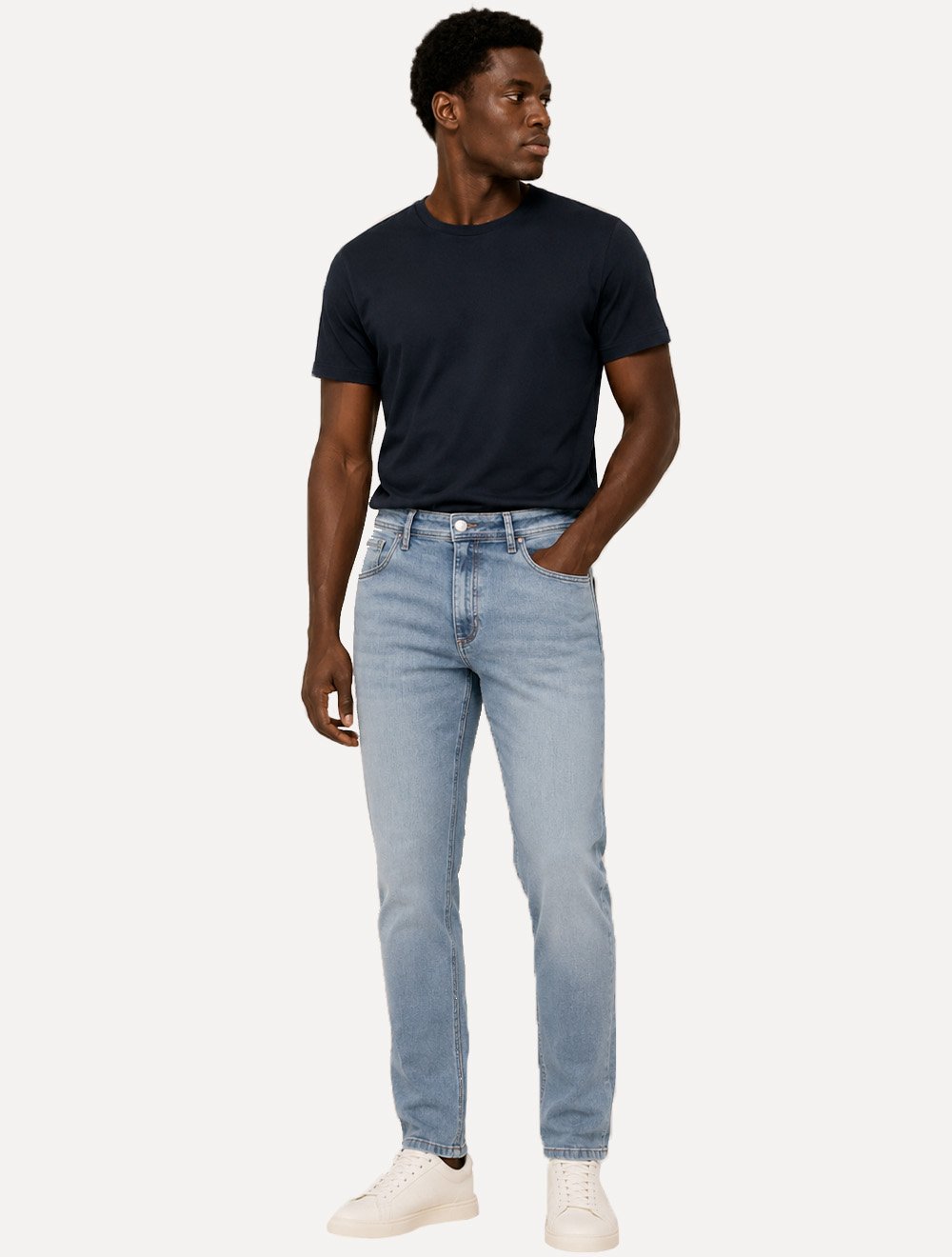 Calça Dudalina Jeans Masculina Slim Denim Dry Delave Jeans Claro