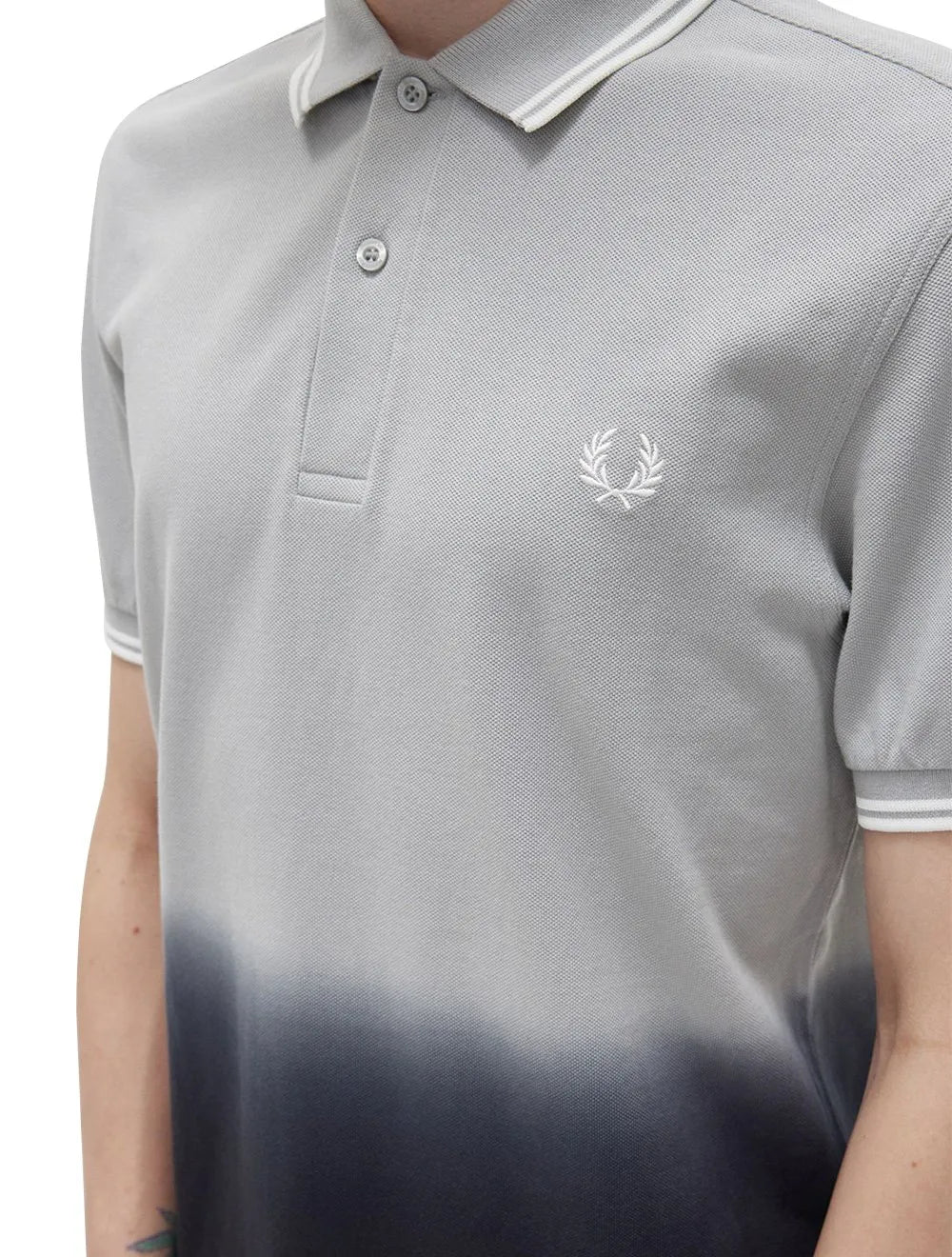 Polo Fred Perry Masculina Regular Piquet Ombre Marinho Cinza