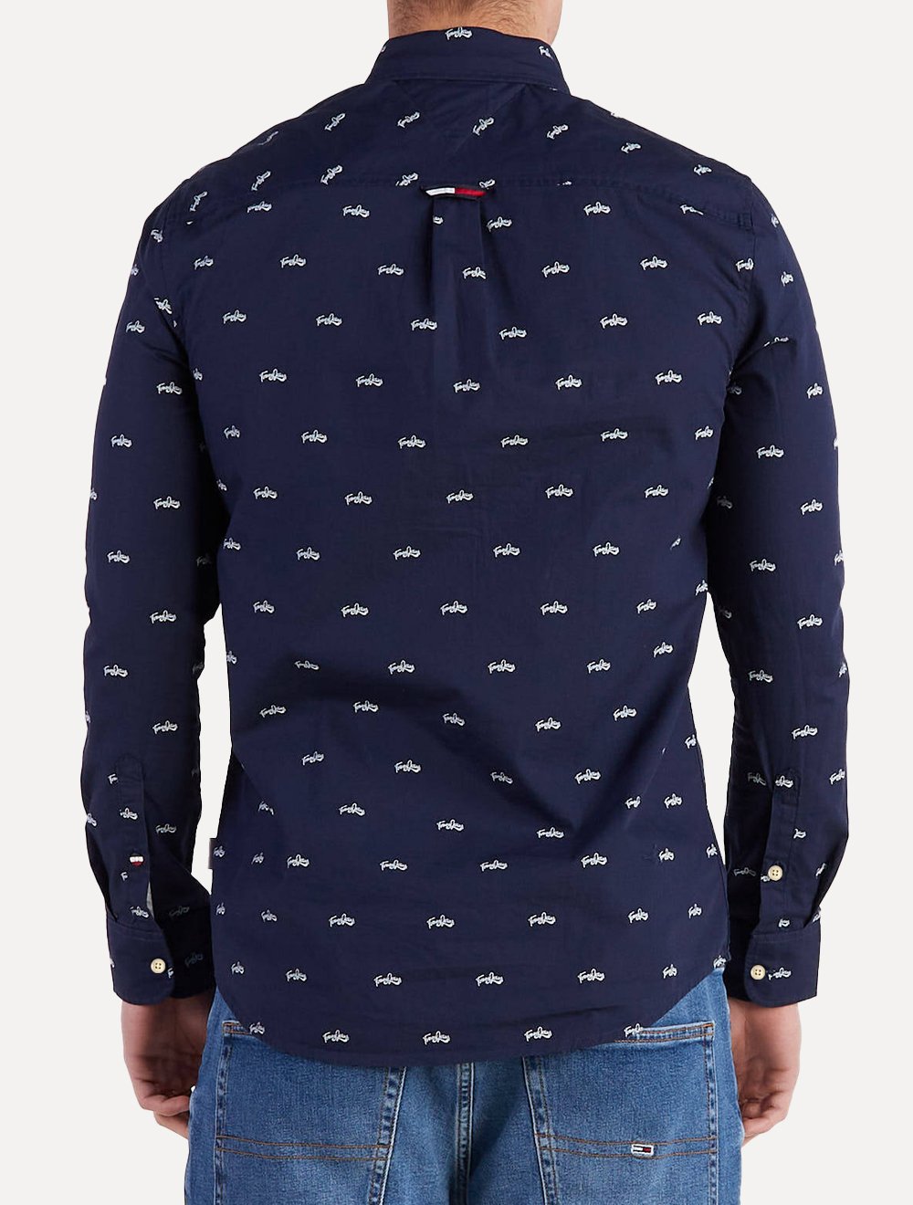 Camisa Tommy Jeans Regular College Pop Dobby Azul Marinho