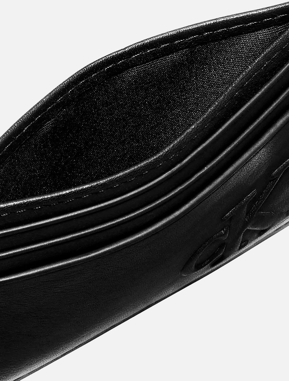 Carteira Calvin Klein Porta Cartão Couro Sculpted Logo Bold Horizontal Preta