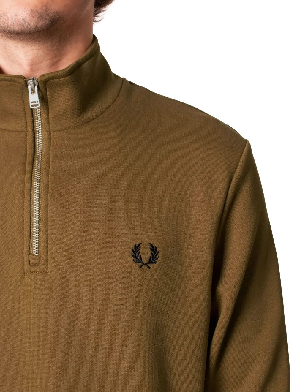 Blusa Fred Perry Moletom Masculina Regular Half Zip Cáqui