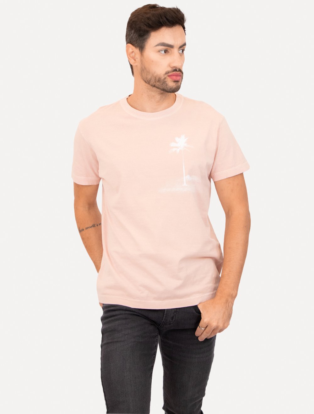 Camiseta Osklen Masculina Regular Stone Rio Postcard Rosa Claro