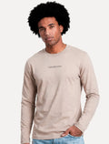 Camiseta Calvin Klein Jeans Masculina Manga Longa Institutional Cáqui Claro