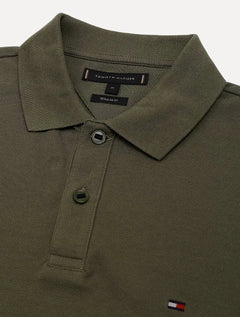 Polo Tommy Hilfiger Masculina Regular Piquet Under Placket Detail Verde Militar