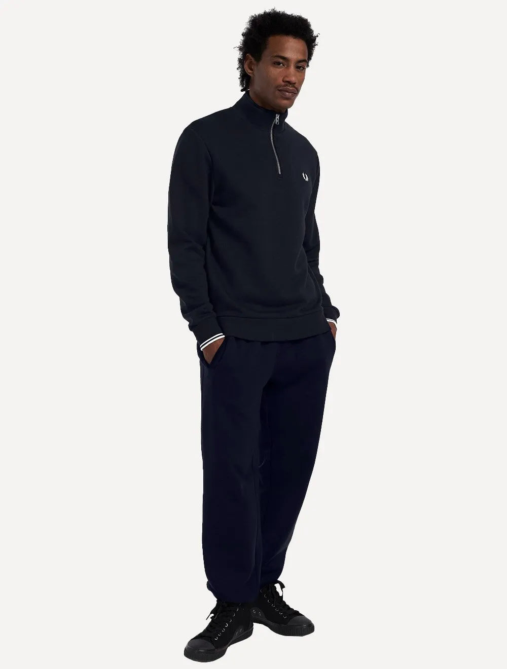 Blusa Fred Perry Moletom Masculina Regular Half Zip Azul Marinho