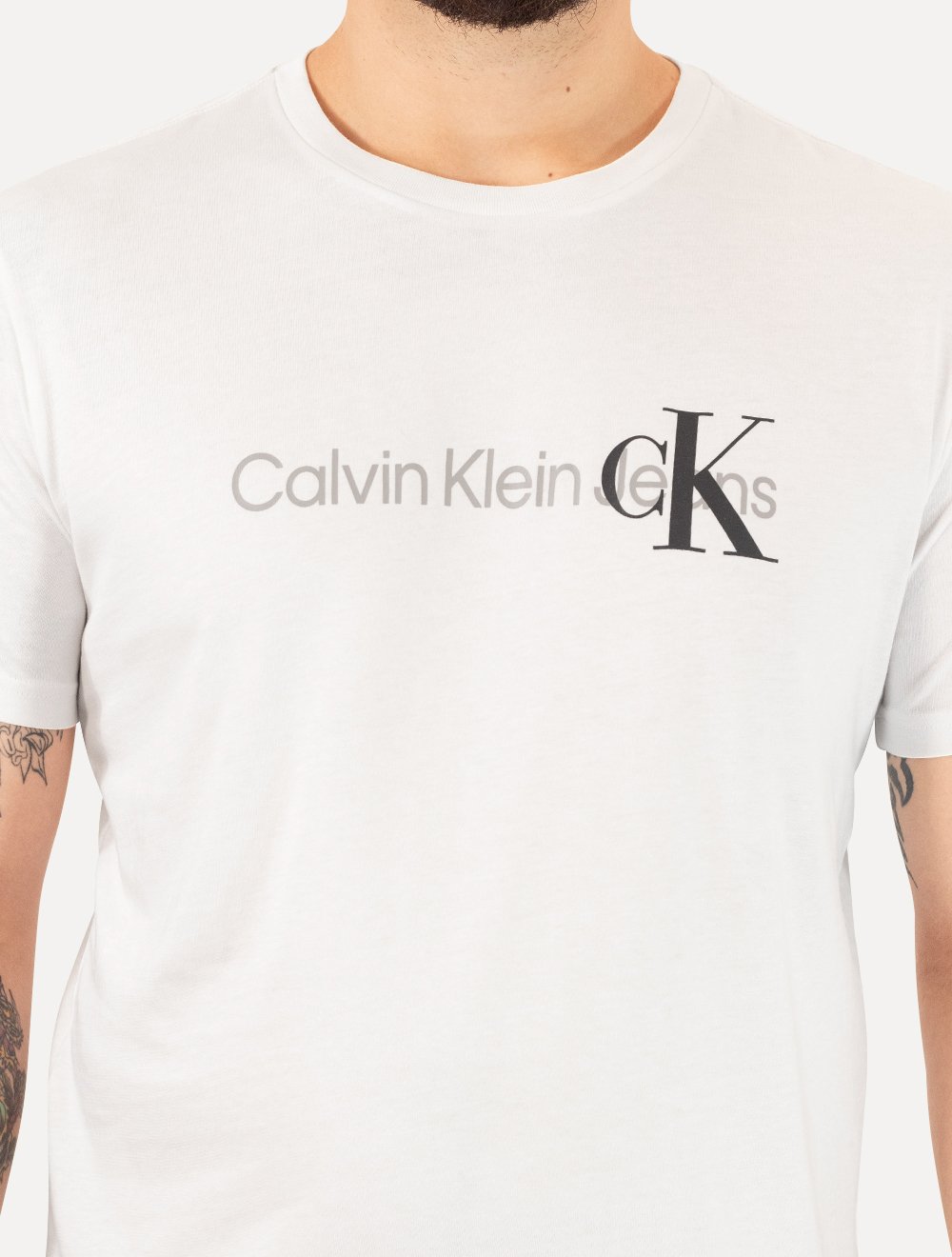 Camiseta Calvin Klein Jeans Masculina Re Issue Logo Frontal Branca