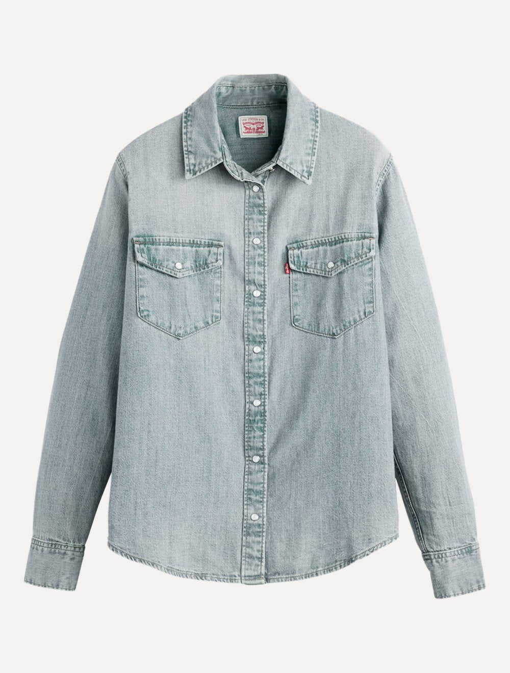 Camisa Levis Masculina Jeans Manga Curta Relaxed Fit Western Stoned Cinza