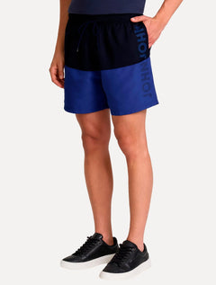 Short John John Masculino  Regular Fit Bicolor Navy Blue Azul Escuro