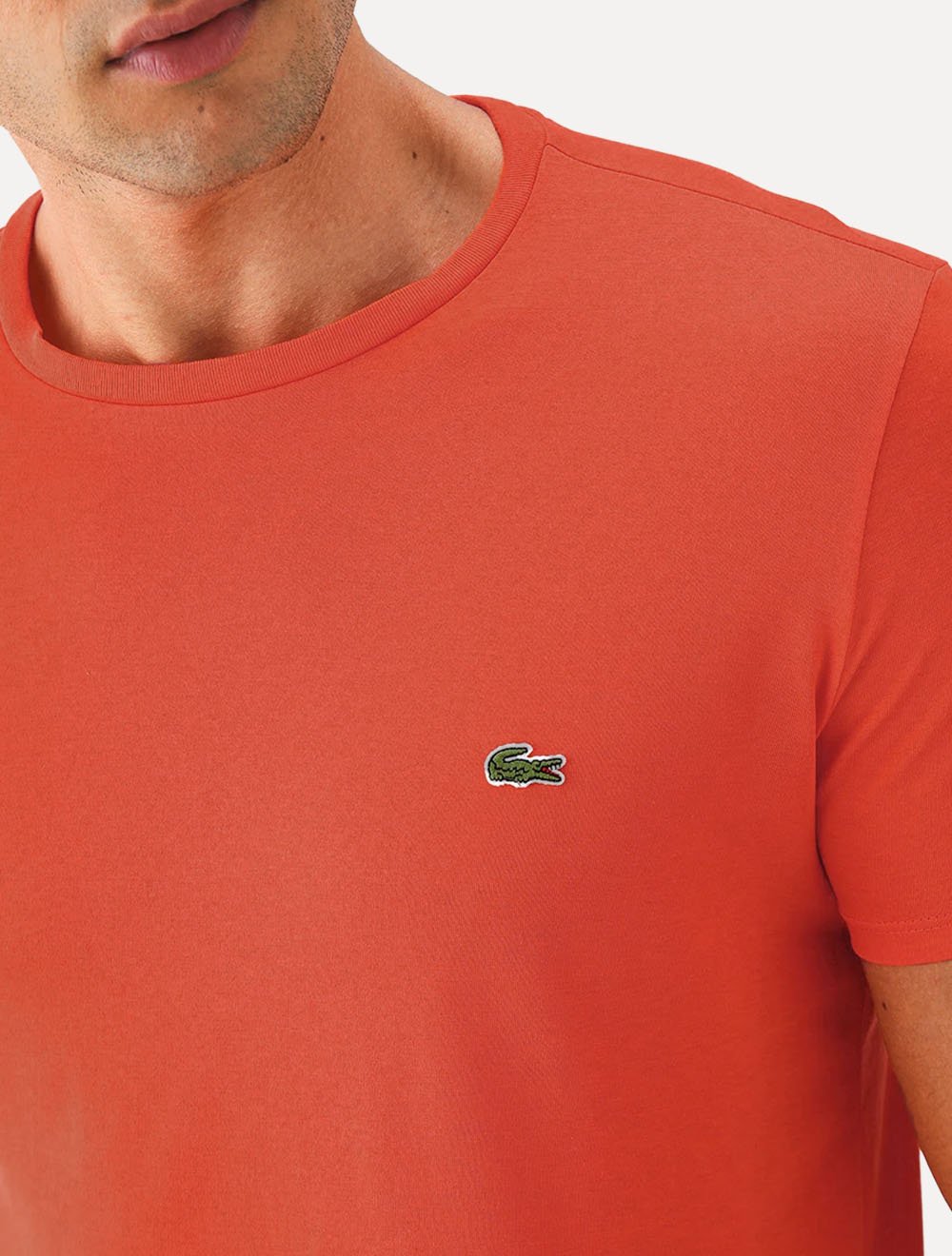 Camiseta Lacoste Masculina Jérsei Algodão Pima Laranja
