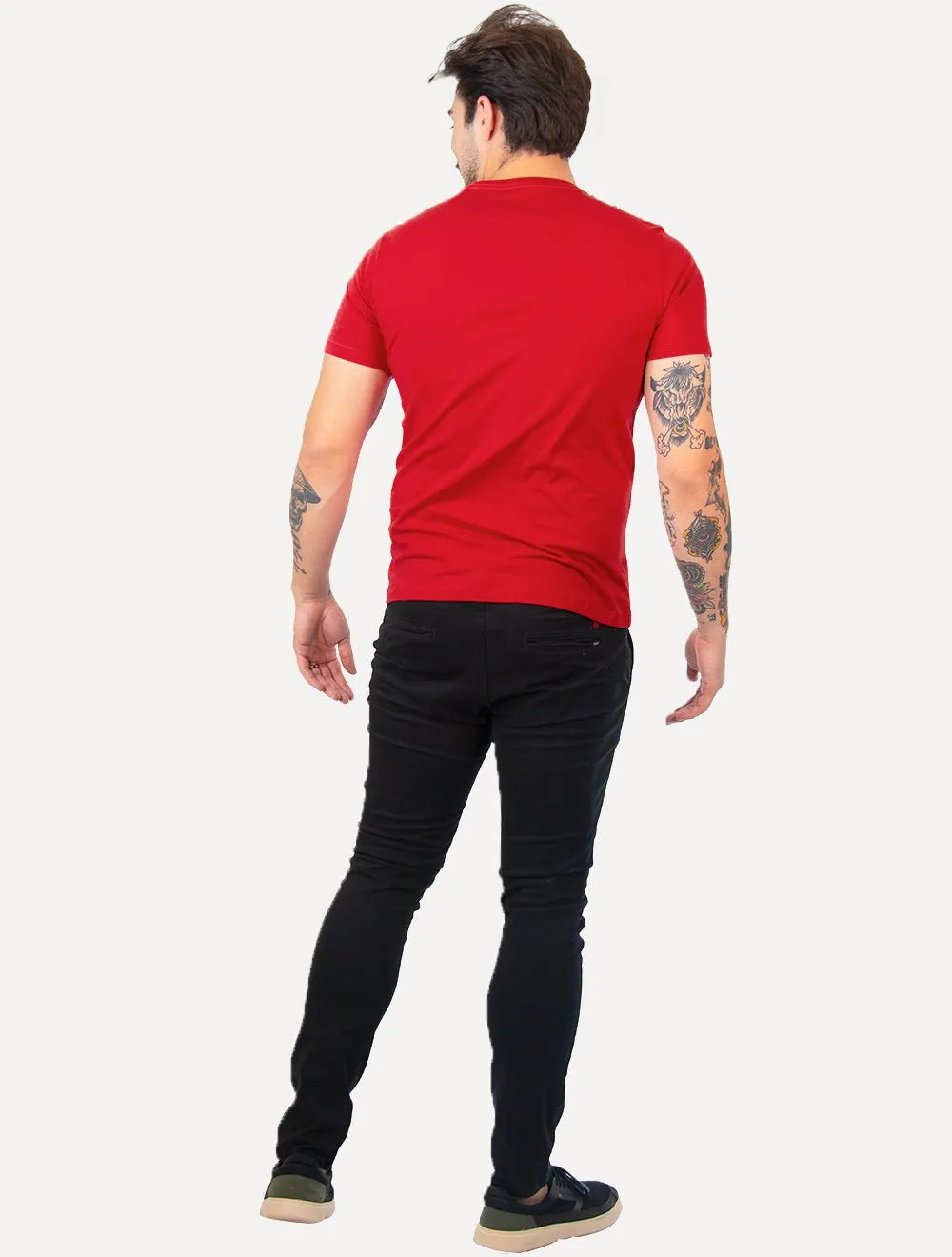 Camiseta Guess Masculina Embossed Logo Vermelha