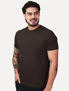 Camiseta Aramis Masculina Basic Lisa Mono Icon Marrom Café Escuro