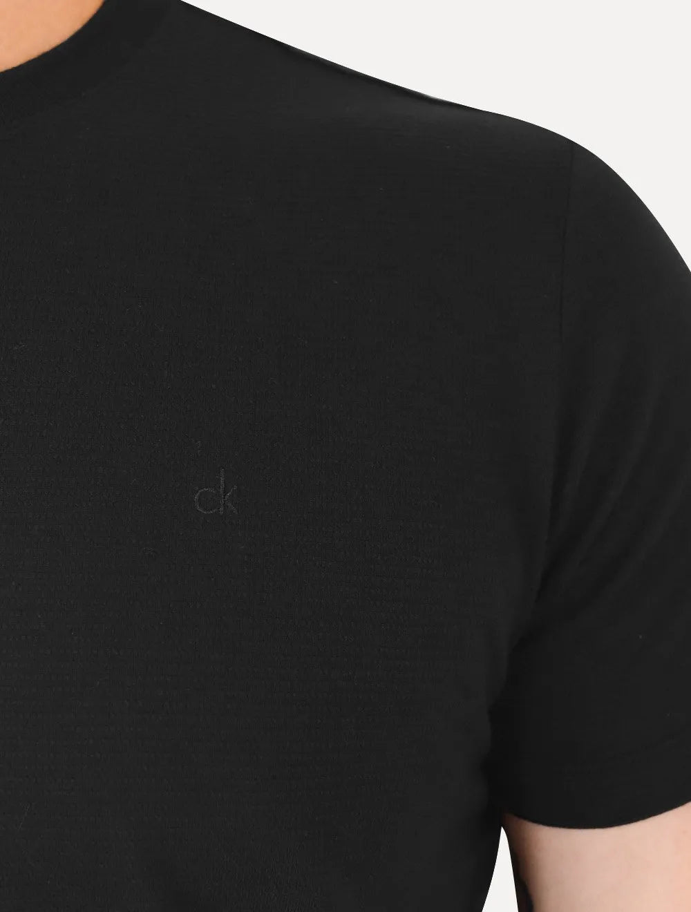 Camiseta Calvin Klein Masculina Canelada Mono Logo Preta