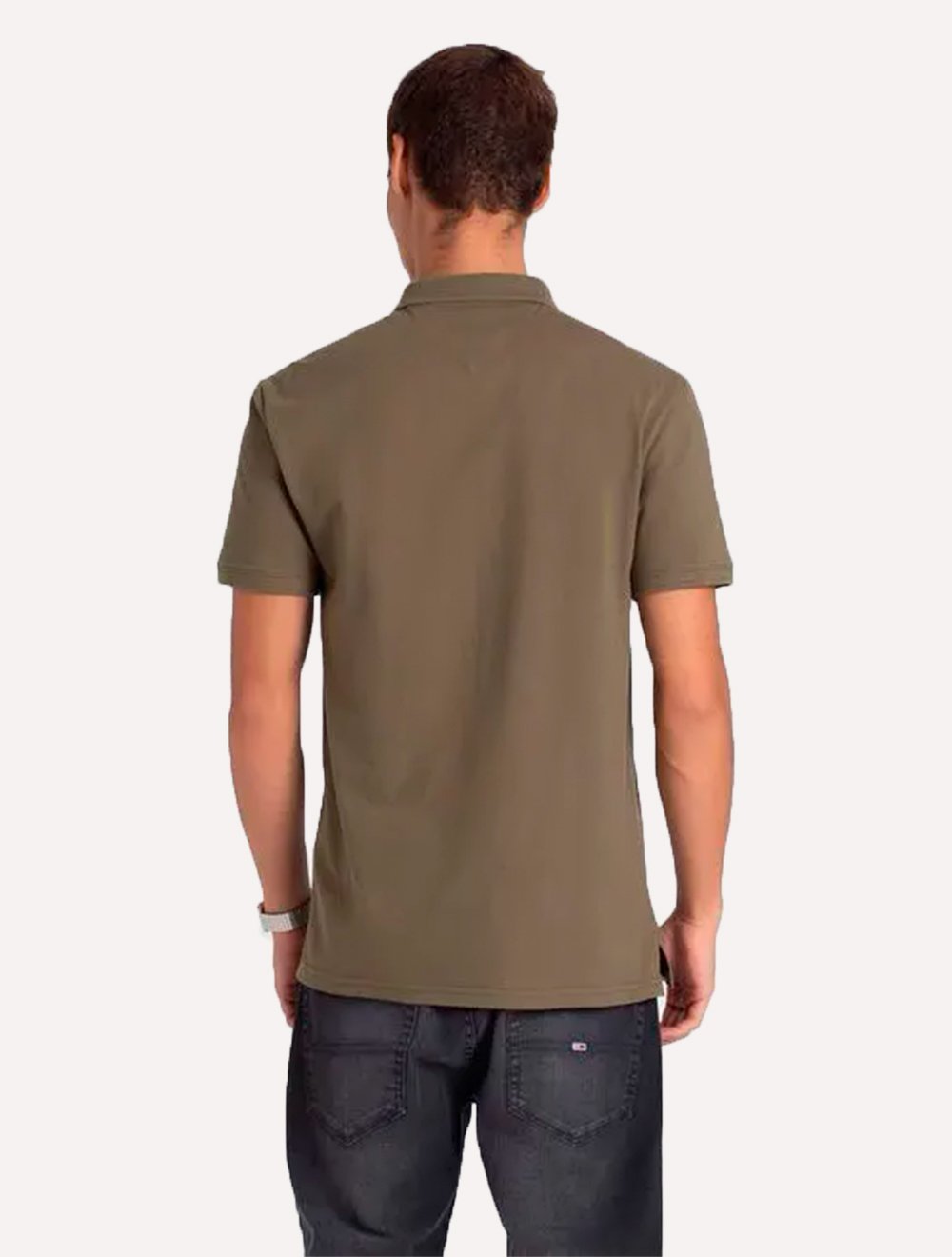 Polo Tommy Jeans Masculina Regular Classic Badge Verde Militar