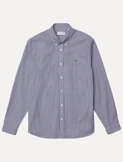 Camisa Lacoste Masculina Regular Casual Cotton Xadrez Marinho/Branca