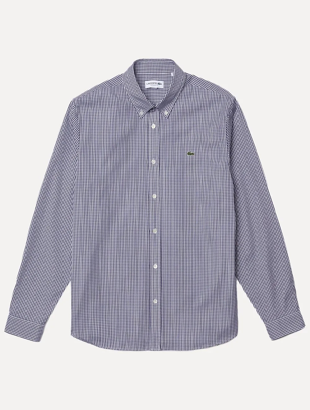 Camisa Lacoste Masculina Regular Casual Cotton Xadrez Marinho/Branca