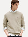 Suéter Tommy Hilfiger Masculino Essential C-Neck Structured Cáqui Mescla
