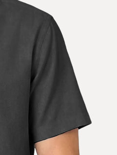 Camisa Dudalina Masculina Manga Curta Slim Superfine Cotton Tricoline Lisa Cinza Médio