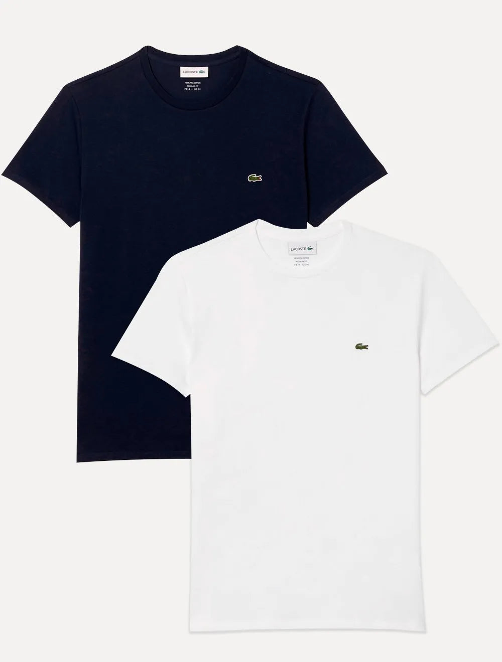 Kit Camisetas Lacoste | Masculinas Jersey Pima Cotton Azul Marinho/Branco 2UN