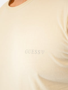 Camiseta Guess Masculina Small Silk Logo Off-White