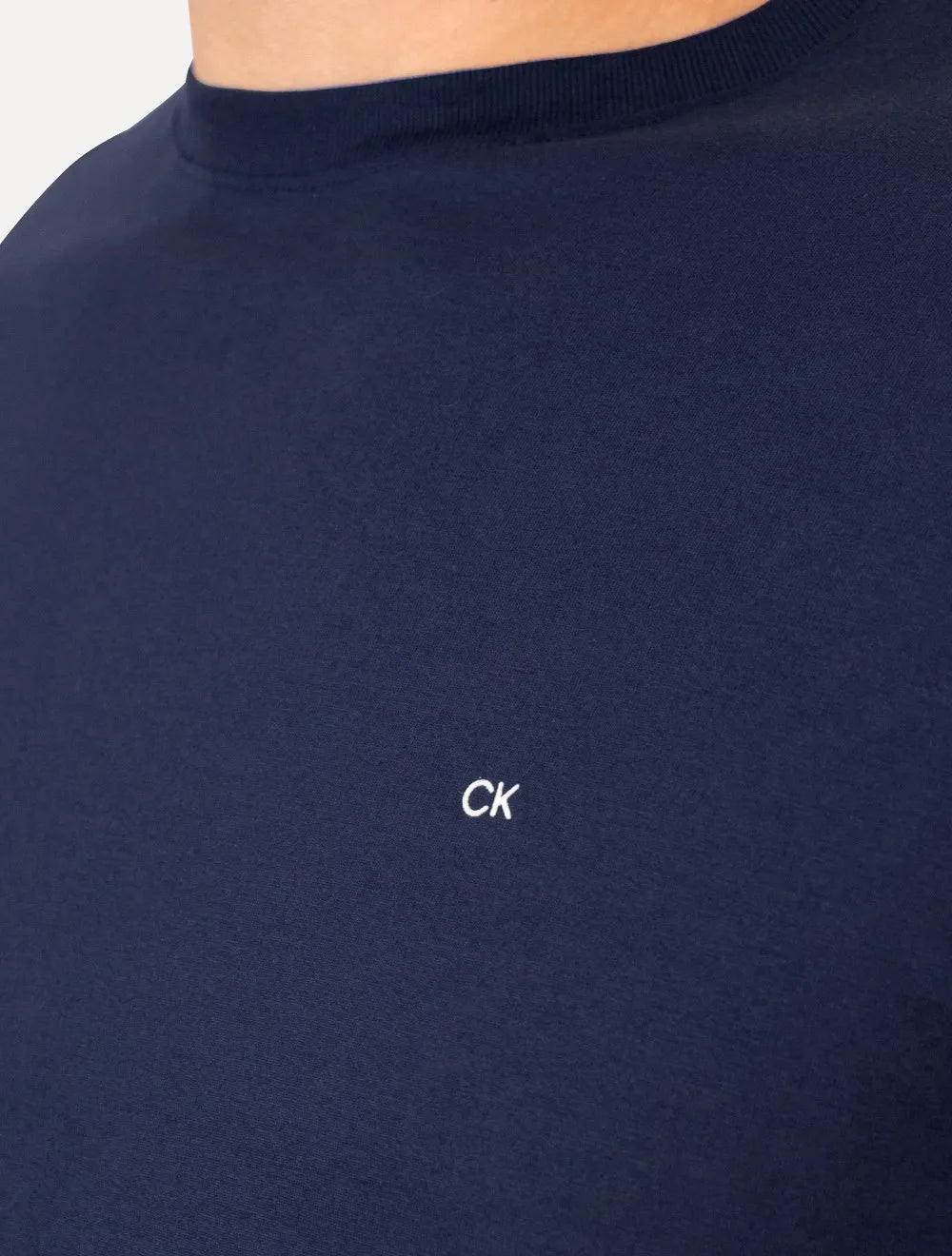 Camiseta Calvin Klein Masculina Meia Malha Basica Upper CK Azul Marinho