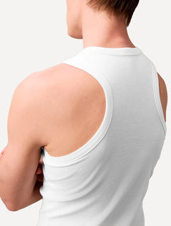 Kit Regatas Calvin Klein Underwear Masculina Ribana Lisa Branca/Preta 2UN