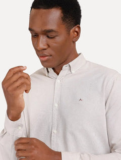 Camisa Aramis Masculina Slim Oxford Button Down Caqui Claro