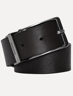 Cinto Aramis Masculino Dupla Face Couro Saffiano Sun Café / Preto