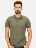 Polo Aramis Masculina Piquet Duplo 6 Frisos Verde Sálvia