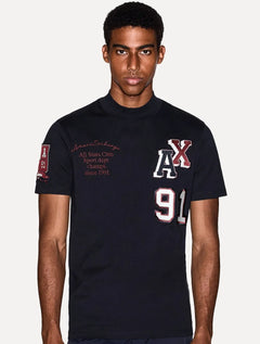 Camiseta Armani Exchange Masculina Regular Multi-Logo Azul Marinho