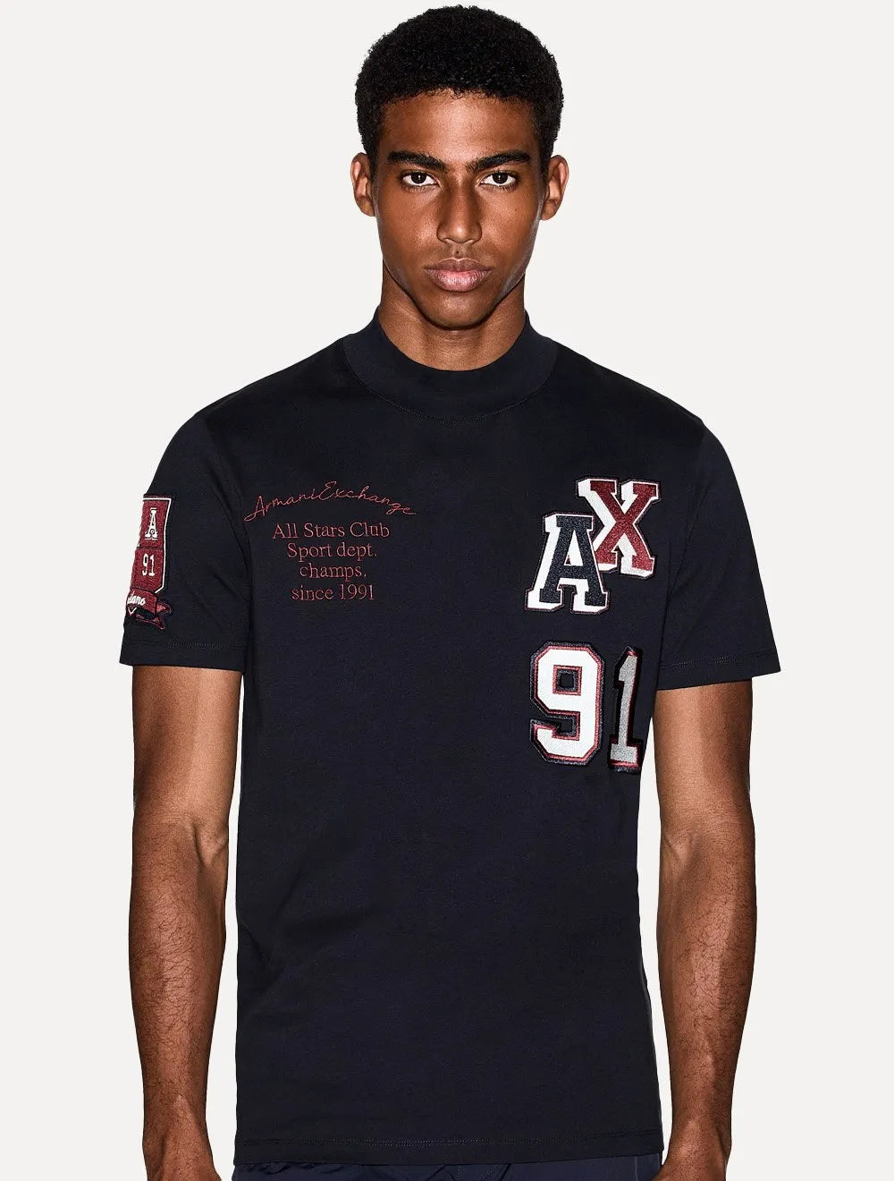 Camiseta Armani Exchange Masculina Regular Multi-Logo Azul Marinho