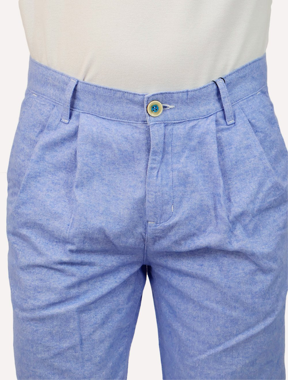Bermuda Dudalina Masculina Sarja Right Oxford Azul Claro