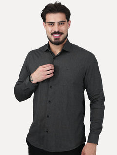 Camisa Aramis Masculina Slim Fil a Fil Antilia Cinza Escuro