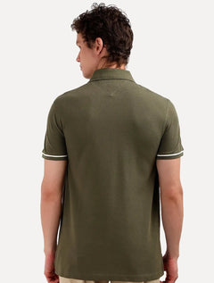 Polo Tommy Hilfiger Masculina Regular Piquet Under Placket Detail Verde Militar