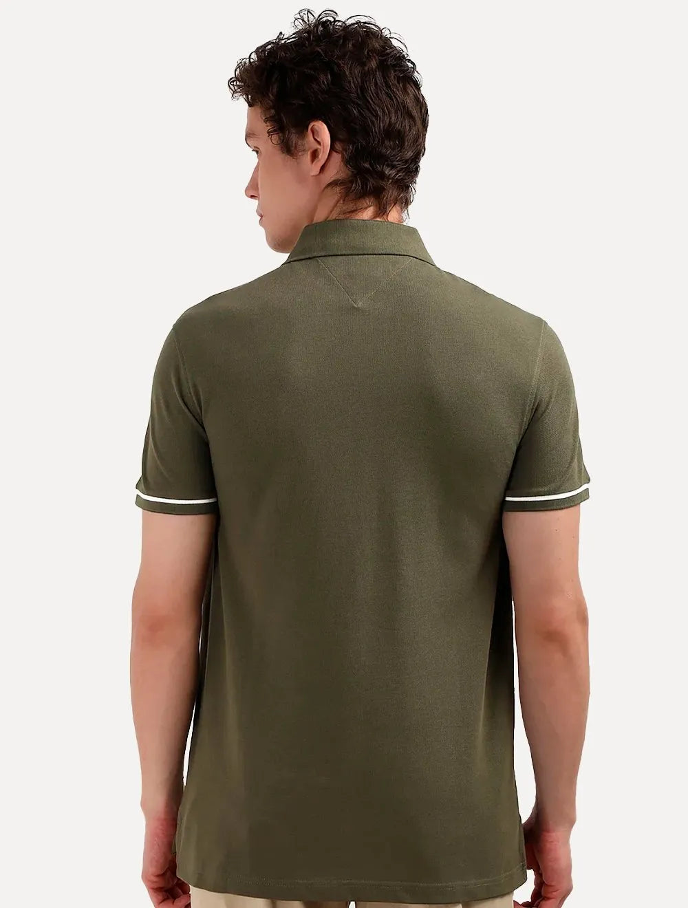 Polo Tommy Hilfiger Masculina Regular Piquet Under Placket Detail Verde Militar