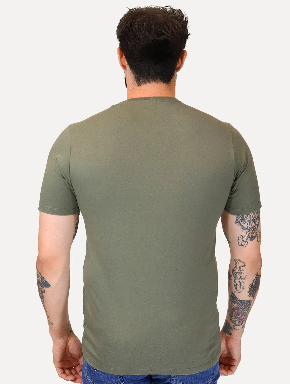 Camiseta Guess Masculina Los Angeles Rubber Logo Block Verde