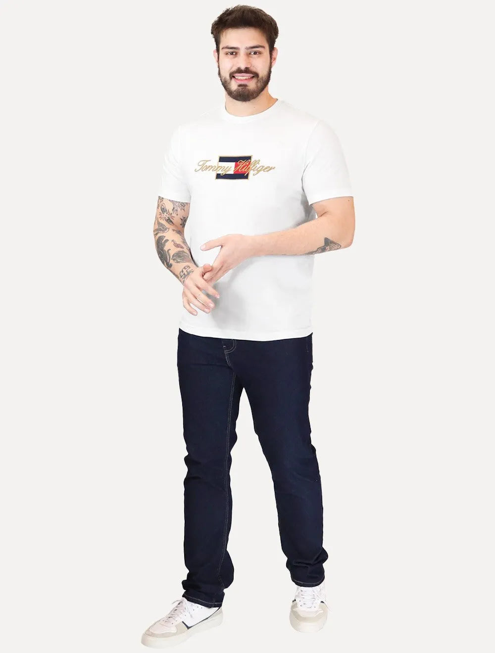 Camiseta Tommy Hilfiger Masculina Icon Gold Branca