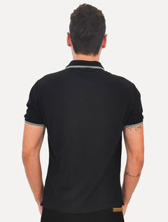 Polo Guess Masculina Piquet Frieze Logo Relief Azul Marinho