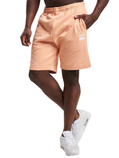 Bermuda Lacoste Moletom Masculina Embroidery Logo Laranja Claro