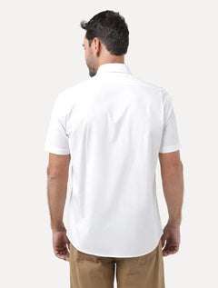 Camisa Aramis Masculina Manga Curta Tricoline Stretch Pocket Branca