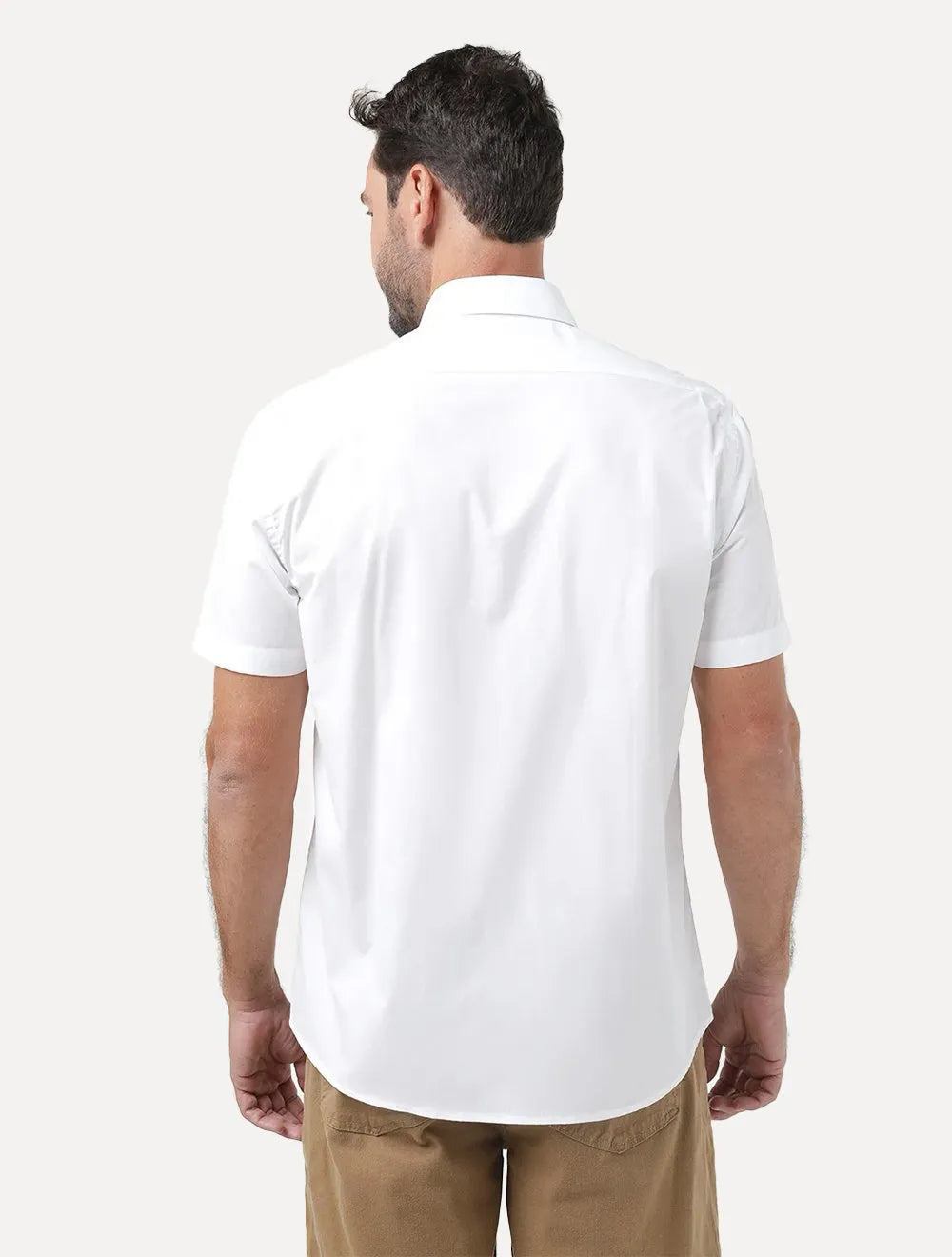 Camisa Aramis Masculina Manga Curta Tricoline Stretch Pocket Branca