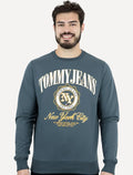 Moletom Tommy Jeans Masculino Regular Varsity Luxe Azul Pertróleo