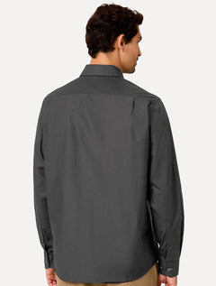 Camisa Dudalina Masculina Slim Fit Superfine Cotton Light Lisa Cinza Médio