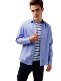 Camisa Ellus Masculina Tricoline LY Slim Italian Azul