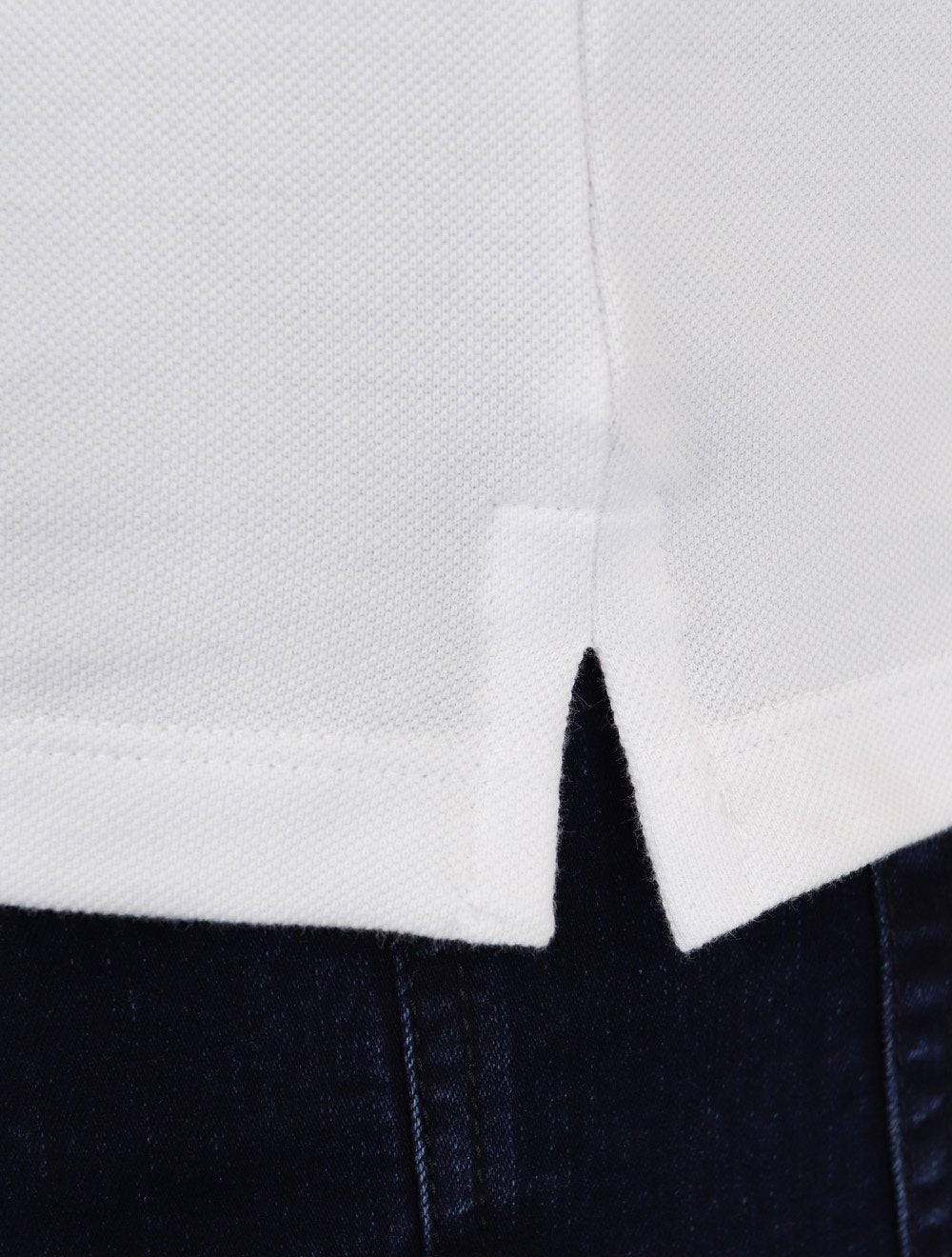 Polo Calvin Klein Masculina Piquet Slim Center Rubber Premium Branca