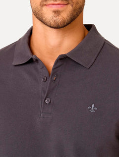 Polo Dudalina Piquet Essentials Cotton Basica Modal Cinza Escuro