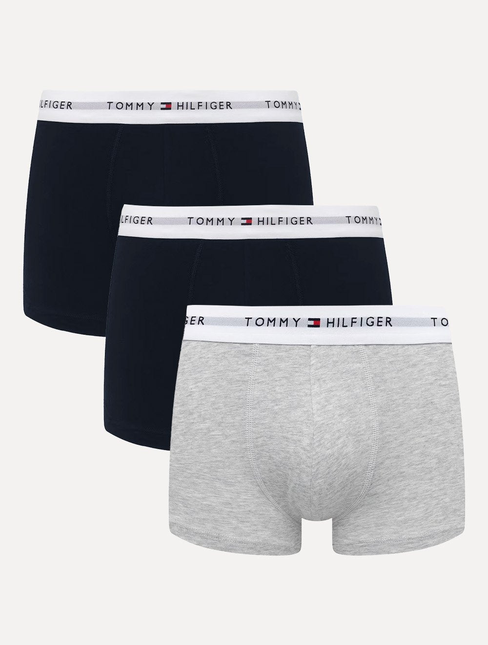 Cueca Tommy Hilfiger Cotton Stretch Trunk Cinza Mescla Azul Marinho Pack