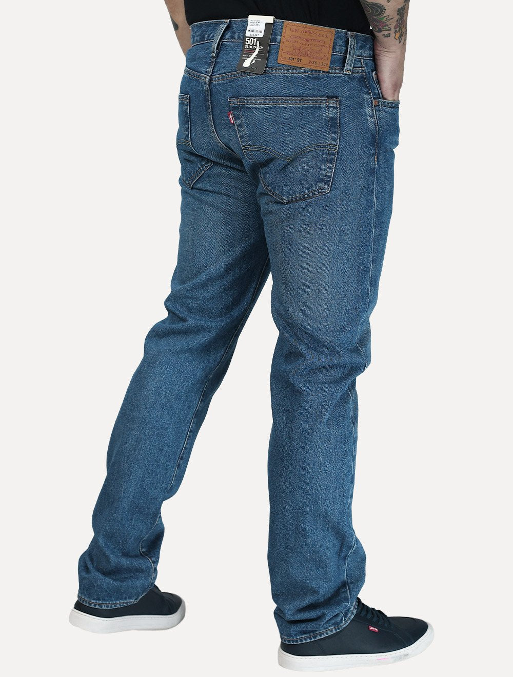 Calça Levis Jeans Masculina 501 Slim Taper Azul Médio